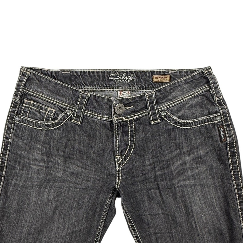 Silver Jeans McKenzie Slim Bootcut Dark Wash Thick Stitch Rhinestone W31 L32 - Picture 2 of 7